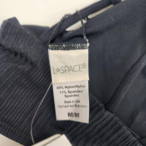 L*Space Siren Pointelle Rib Bikini Top Black Size Medium NWT - Picture 6 of 7
